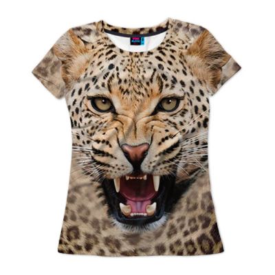 Лот: 10652663. Фото: 1. Женская футболка 3D "Леопард... Футболки, топы и майки