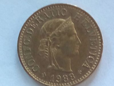 Лот: 18767448. Фото: 1. Монета Швейцарии 5 раппенов, 1988. Европа