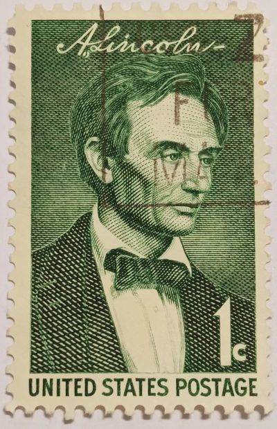 Лот: 25775642. Фото: 1. Марки_США, 1 цент 1959 год, Портрет... Марки