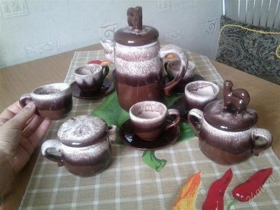 Лот: 1121330. Фото: 1. Изящный керамический кофейный... Сервизы, наборы посуды