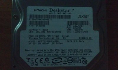 Лот: 4901907. Фото: 1. Жесткий диск Hitachi Sata2 80gb. Жёсткие диски (HDD)