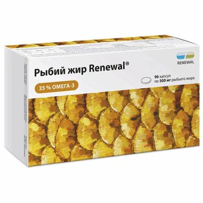 Лот: 23723141. Фото: 1. Рыбий жир Renewal 500 мг капсулы... Лекарства