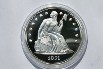 Лот: 1069186. Фото: 1. доллар 1851 года. пруф ___(39... Америка