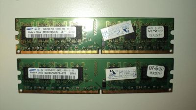 Лот: 10363721. Фото: 1. Комплект два модуля по 1Gb DDR2-800... Оперативная память