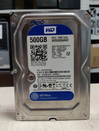 Лот: 20747271. Фото: 1. HDD 500 Гб/WD/3,5''/Sata/7200об... Жёсткие диски (HDD)