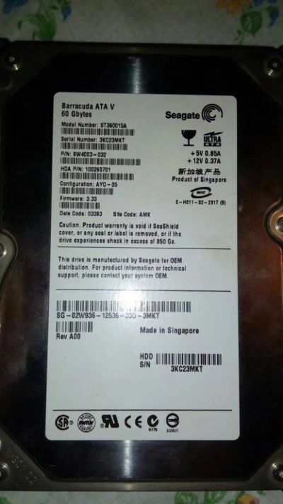 Лот: 6885364. Фото: 1. Жесткий диск 60 GB. Жёсткие диски (HDD)