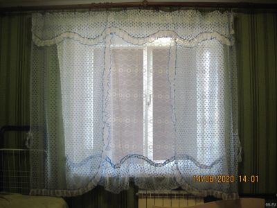 Лот: 16379744. Фото: 1. Тюль васильковый. Шторы, тюль