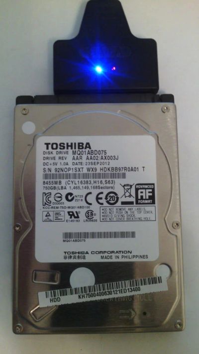 Лот: 8962857. Фото: 1. Toshiba MQ01ABD075 2.5 + Адаптер... Жёсткие диски (HDD)