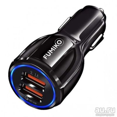Лот: 18387221. Фото: 1. Авто-адаптер 12V->2*USB 3A QC3... Другое (оснащение, оборудование, аксессуары)