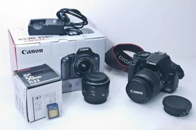 Лот: 1518888. Фото: 1. Canon 450D body + EF-S 18-55mm... Цифровые зеркальные