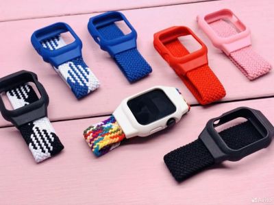 Лот: 22147168. Фото: 1. РЕМЕШОК APPLE WATCH ТКАНЬ + CASE... Смарт-часы, фитнес-браслеты, аксессуары