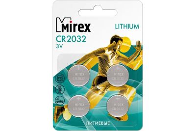 Лот: 22144470. Фото: 1. Элем.пит.MIREX CR2032 3V 4 шт... Батарейки, аккумуляторы, элементы питания