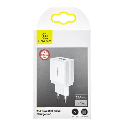 Лот: 22150614. Фото: 1. СЗУ USAMS TRAVEL CHARGER T24 2... Зарядные устройства, блоки питания, адаптеры сетевые для смартфонов