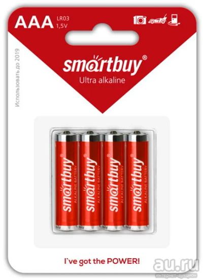 Лот: 17487930. Фото: 1. Батарейка Smartbuy LR03 AAA BL4... Батарейки, аккумуляторы, элементы питания