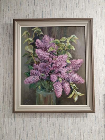 Лот: 25582461. Фото: 1. Картина маслом "Сирень майская... Картины, рисунки