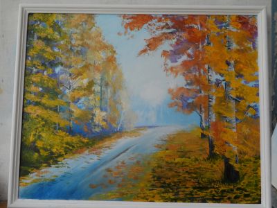 Лот: 11792238. Фото: 1. картина - "Осенний туман" (масло... Картины, гравюры