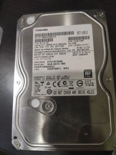 Лот: 19472240. Фото: 1. Жёсткий диск Toshiba 500gb. Жёсткие диски (HDD)
