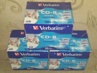 Лот: 15389365. Фото: 1. CD-R 700 мб. 52X Verbatim Printable... CD, DVD, BluRay