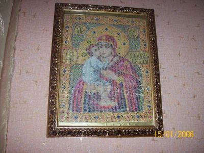 Лот: 5315338. Фото: 1. Икона из бисера "Елецкая богоматерь... Бисероплетение