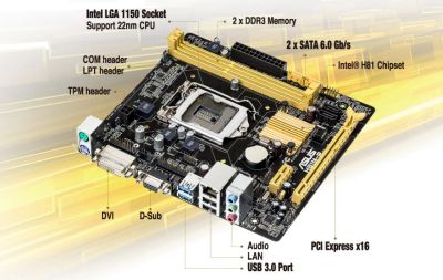 Лот: 9674319. Фото: 1. Материнская плата Asus H81M-R... Материнские платы
