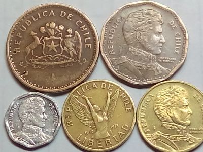 Лот: 19472538. Фото: 1. Набор монет Чили, 5 шт. Наборы монет