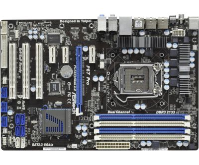 Лот: 8026645. Фото: 1. Asrock P67 Pro s1155 4xDDR3 Sata2... Материнские платы