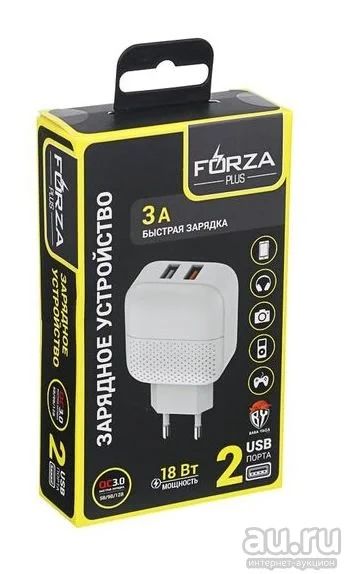 Лот: 18484324. Фото: 1. Зарядное устройство FORZA 2xUSB... Зарядные устройства, блоки питания, адаптеры сетевые для смартфонов