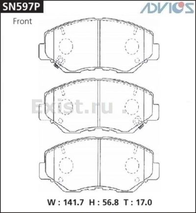 Лот: 17646520. Фото: 1. Тормозные колодки SN597 ADVICS... Тормозная система