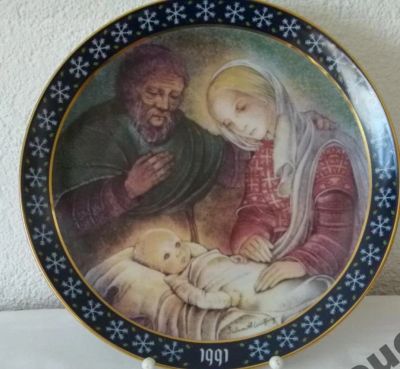 Лот: 11216391. Фото: 1. Лим.кол.тарелка.Mария и Йозеф... Другое (картины, панно)