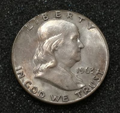 Лот: 23061406. Фото: 1. 50 центов 1963 года. США - Franklin... Америка