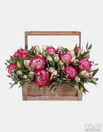 Лот: 13540704. Фото: 1. Лот №181 Композиция в ящике -... Свежие цветы