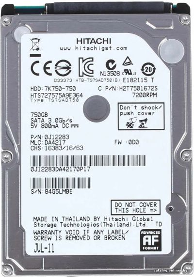 Лот: 4340525. Фото: 1. Жесткий диск от ноутбука Hitachi... Жёсткие диски (HDD)