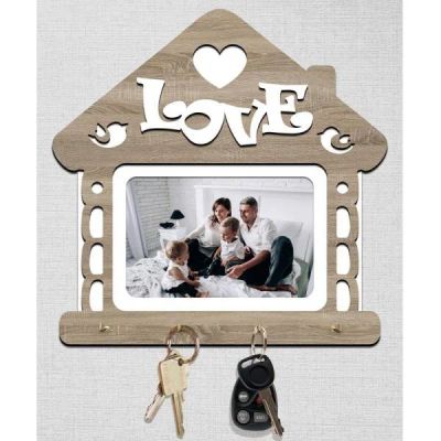 Лот: 17018429. Фото: 1. Ключница 26*26 см дуб LOVE Постер-Лайн... Крючки, вешалки