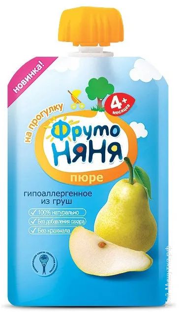 Лот: 23717980. Фото: 1. ФрутоНяня пюре Груша 90 г пауч. Лекарства
