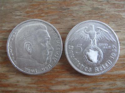 Лот: 11043712. Фото: 1. Германия 5 рейхсмарок 1937 года... Германия и Австрия