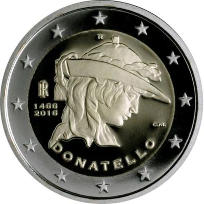 Лот: 8296820. Фото: 1. Италия 2 евро 2016 года. Донателло... Европа