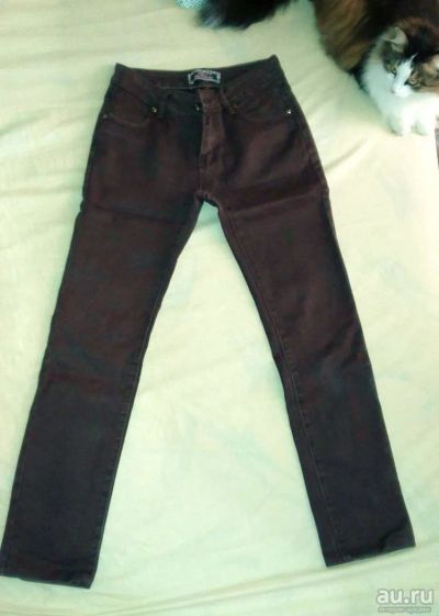 Лот: 8225025. Фото: 1. Узкие коричневые джинсы - стрейч... Джинсы