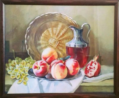Лот: 8897779. Фото: 1. Натюрморт с персиками. Картины, рисунки