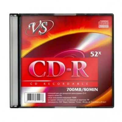 Лот: 19315936. Фото: 1. VS CD-R 700Mb 52x Slim /5. CD, DVD, BluRay