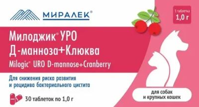 Лот: 25040792. Фото: 1. Милоджик УРО с Д-маннозой + Клюква... Лекарства для животных, ветеринарные препараты