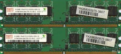 Лот: 8529644. Фото: 1. DDR2 1Gb Hynix 2x512Mb PC2-5300U... Оперативная память