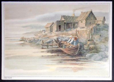 Лот: 7506334. Фото: 1. Открытка Пейзаж. Берег, лодка... Открытки, конверты