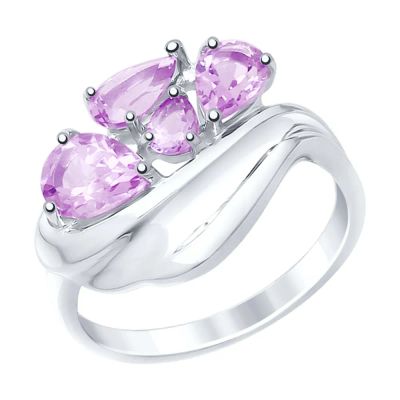 Лот: 23870924. Фото: 1. Серебряное кольцо с аметистами... Кольца, перстни