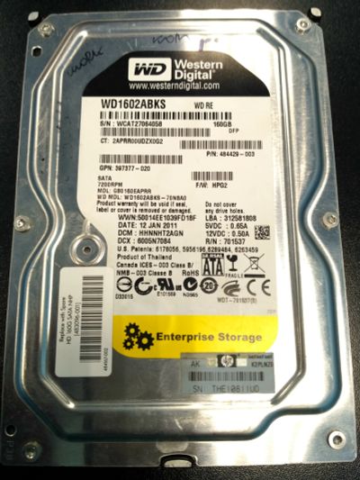 Лот: 11703814. Фото: 1. HDD SATA 160Gb 3.5 WD в отличном... Жёсткие диски (HDD)