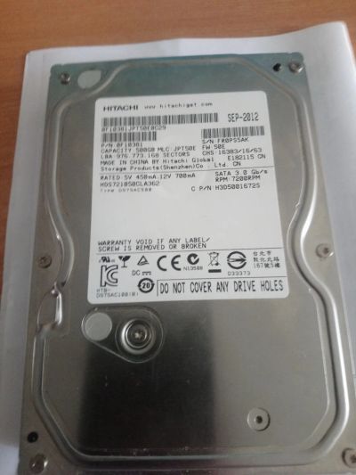 Лот: 17270815. Фото: 1. hdd Hitachi deskstar 500gb. Жёсткие диски (HDD)
