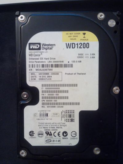 Лот: 4280640. Фото: 1. винчестер 120gb (неисправный). Жёсткие диски (HDD)