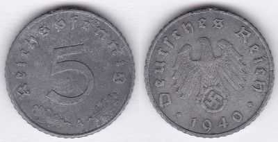 Лот: 3273767. Фото: 1. Германия 5 пфенигов 1940А. Германия и Австрия