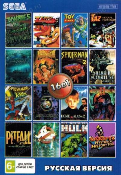 Лот: 13344334. Фото: 1. 16в1 Картридж Sega сборник AA-160001... Игры для консолей
