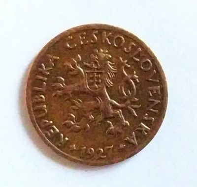 Лот: 25359419. Фото: 1. Чехословакия 5 геллеров 1927 Первая... Европа