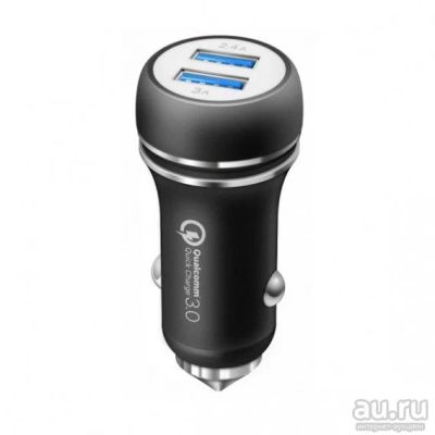 Лот: 17481191. Фото: 1. Авто-адаптер 12V->2*USB 2.4A QC3... Другое (оснащение, оборудование, аксессуары)